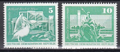 Germania RDG 1973 - Grădina Zoo din Berlin și Rathausstrasse - Ediție mare, MNH foto