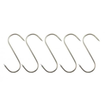 Set 5 carlige pentru suspendat carnea, tip S, otel inoxidabil, 20 cm foto