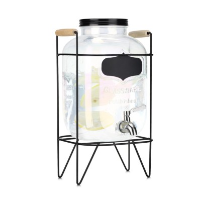 Dozator bauturi Navaris, 5L, cu stand metalic, design rainbow efect, sticla, 51378.03 foto