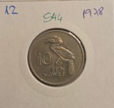 544 Zambia 10 Ngwee 1978, KM#12