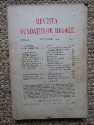 Revista Fundatiilor Regale - Anul II 1 SEPTEMBRIE 1935 Nr. 9 foto