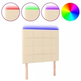 Cumpara ieftin Tablie de pat cu LED, crem, 80x5x118/128 cm, textil
