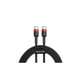 Baseus Type-C USB C la USB C Cafule PD2.0 60W Cablu de date și &icirc;ncărcare 20V 3A 1m roșu negru (CATKLF-G91)