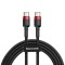 Baseus Type-C USB C la USB C Cafule PD2.0 60W Cablu de date și &icirc;ncărcare 20V 3A 1m roșu negru (CATKLF-G91)