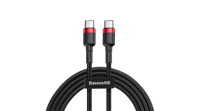 Baseus Type-C USB C la USB C Cafule PD2.0 60W Cablu de date și &icirc;ncărcare 20V 3A 1m roșu negru (CATKLF-G91)