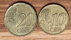 Franta 10 eurocent + Germania 20 eurocent 2002 foto