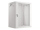 Dulap rack 19 perete 15U 600x450 (flat pack) cu usa din sticla, gri V2