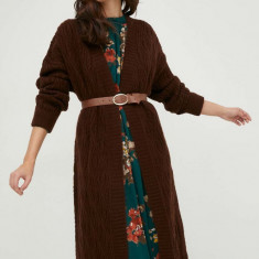 Answear Lab cardigan de lana femei, culoarea maro,