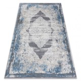 Covor NOBLE modern 9479 63 ornament vintage - structural pe două nivele de l&acirc;nă crem / albastru , 120x170 cm, Dreptunghi, Lana