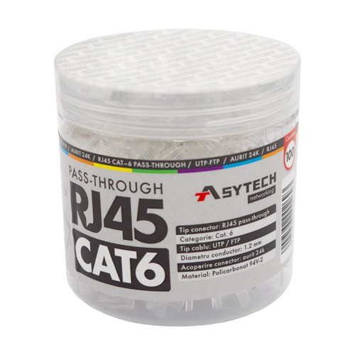 Mufa RJ-45 UTP Cat.6 EZ Passthrough (100 buc) RJ45-CAT6-EZ-JAR SafetyGuard Surveillance