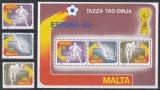 Malta 1982 - Cupa Mondială de fotbal - Spania, Serie + Colita, MNH, Nestampilat