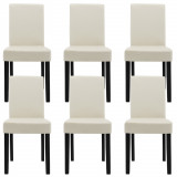 Scaune bucatarie Victoria set 6 buc piele sintetica crem fildes [en.casa] HausGarden Leisure, [en.casa]