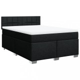 Cumpara ieftin Pat box spring cu saltea, negru, 140x200 cm, textil