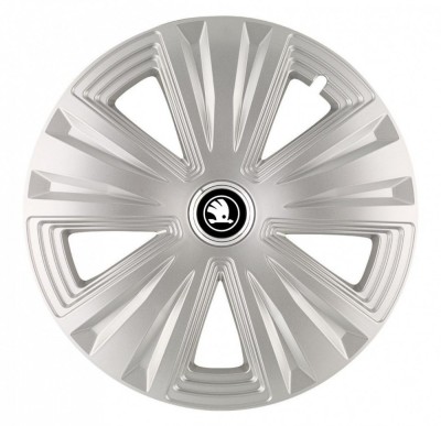 Set 4 capace roti pentru Skoda Nou Alb-Negru, model Glory Gray, R16 foto