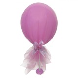 Balon Decorativ, 35cm, Bază Tul și Fundă, Roz, Oem