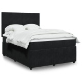 VidaXL Pat box spring cu saltea, negru, 140x190 cm, catifea 3292330