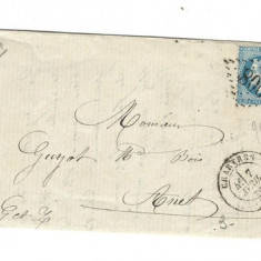 France 1870 Postal History Rare Cover + Content CHARTRES to ANET D.327