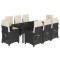 Set mobilier de gradina cu perne, 9 piese, negru, poliratan
