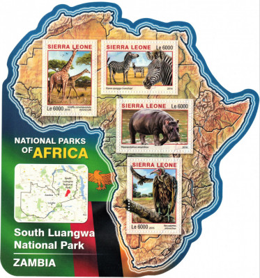 SIERRA LEONE 2016 - Fauna, parc Zambia (1)/ set complet - colita + bloc MNH foto