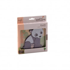 Puzzle, Joueco, Familia Wildies, Panda, 4 piese, Din lemn certificat FSC, 15x18.5 cm, 12 luni+, Multicolor