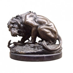 Leul si sarpele-statueta din bronz pe un soclu din marmura KF-14 foto