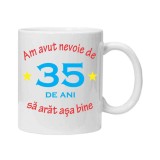 Cana alba personalizata "am avut nevoie de 35 de ani", INOVATIX&reg;. 330ml