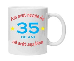 Cana alba personalizata &quot;am avut nevoie de 35 de ani&quot;, INOVATIX&reg;. 330ml