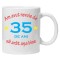 Cana alba personalizata &quot;am avut nevoie de 35 de ani&quot;, INOVATIX&reg;. 330ml