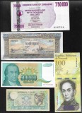 Set 5 bancnote de prin lume adunate (cele din imagini) #314