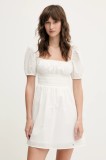 Tommy Jeans rochie din bumbac culoarea alb, mini, evazată, DW0DW21334