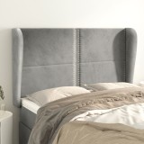 Cumpara ieftin Tăblie de pat cu aripioare gri deschis 147x23x118/128cm catifea