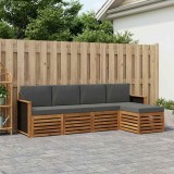 vidaXL Set de canapele de exterior cu pernă 5 pcs Natural și Antracit 3384223