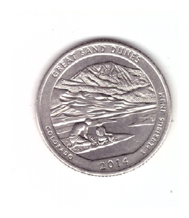 Moneda SUA 25 centi/quarter dollar 2014 D Colorado Great Sand Dunes, stare buna