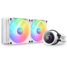 Cooler CPU NZXT Kraken 240 RGB, pompa cu ecran LCD, controller ARGB, alb