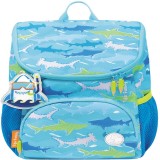 Ghiozdan Mini neechipat Little Travelers Plus, dimensiune 33 x 26 x 16 cm, motiv Blue Aquarium, Tiger