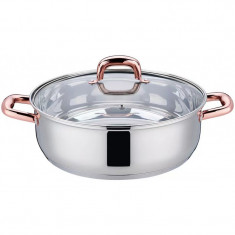 Cratita din inox Grunberg, 30 cm, 6.6 l, capac din sticla