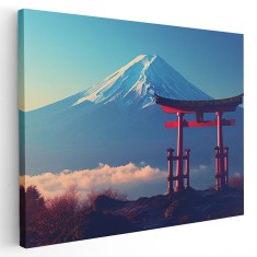 Tablou muntele Fuji si poarta torii Japonia Tablou canvas pe panza CU RAMA 20x30 cm