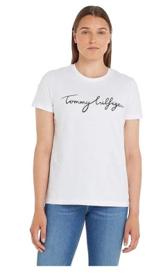 Tricou cu maneca scurta pentru femei Tommy Hilfiger WW0WW24967, alb, 3XL - OUTLET foto