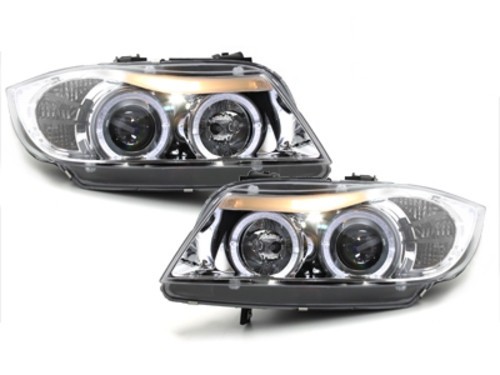 Faruri BMW Seria 3 E90 E91 (03.2005-08.2008) Angel Eyes Crom Performance AutoTuning