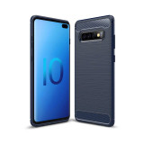 Husa TPU OEM Carbon pentru Samsung Galaxy S10+ G975, Bleumarin