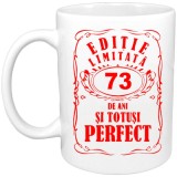 Cana alba personalizata &quot;Editie limitata-73 ani&quot;, INOVATIX&reg;️. 330ml