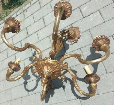 Candelabru din bronz antic in stil Rococo foto