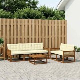 vidaXL Set de canapele de exterior cu pernă 6 pcs Natural și Crem 3381250