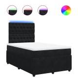 Cumpara ieftin Pat box spring cu saltea, negru, 120x190 cm, catifea