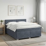 Cumpara ieftin Pat box spring cu saltea si LED Gri inchis 180 x 200 cm Catifea