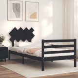 Cadru de pat cu tablie, negru, 100x200 cm, lemn masiv GartenMobel Dekor, vidaXL