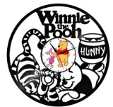 Ceas de Perete Disc Vinil Winnie the Pooh Disney, Decorativ, Cadran Foto, Negru, 30cm, Mecanism Quartz Silentios
