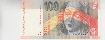 M1 - Bancnota foarte veche - Slovacia - 100 Koroane - 2001 foto