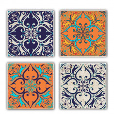 Set suporturi de pahare, Taylor, 366TYR1161, Piatra, 10 x 10 x 1 cm, 4 piese, Multicolor