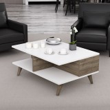 Couchtisch Grenaa mit unterer Ablage Wei&szlig; / Walnussoptik [en.casa] HausGarden Leisure, [en.casa]